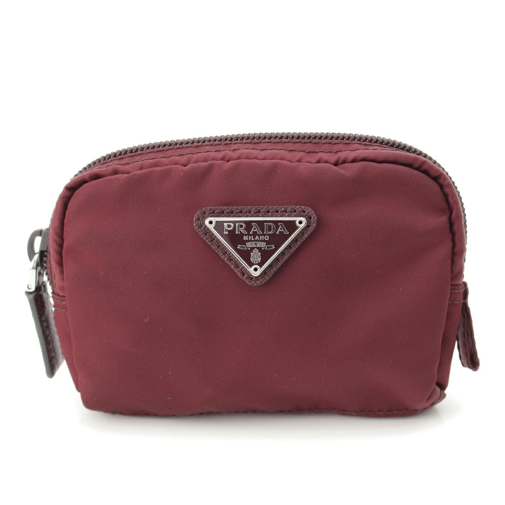 Prada Triangle Plate Pouch Clutch Bordeaux Purple